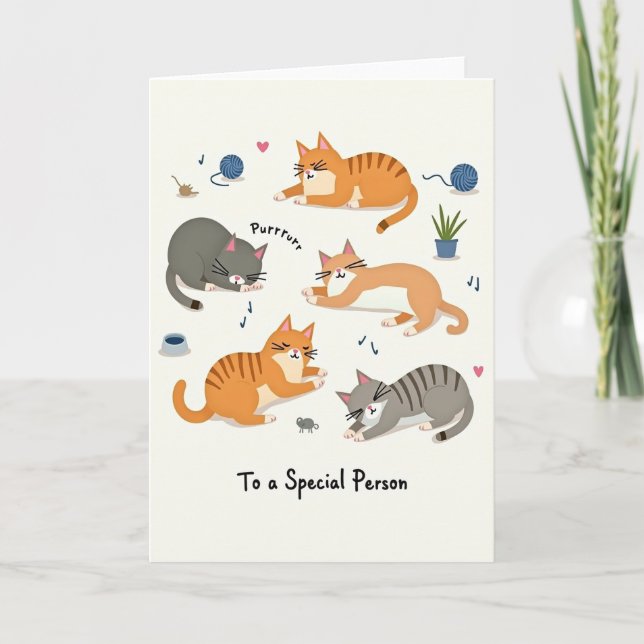 Glad födelsedag Whimsical Katter Kort (Framsida)