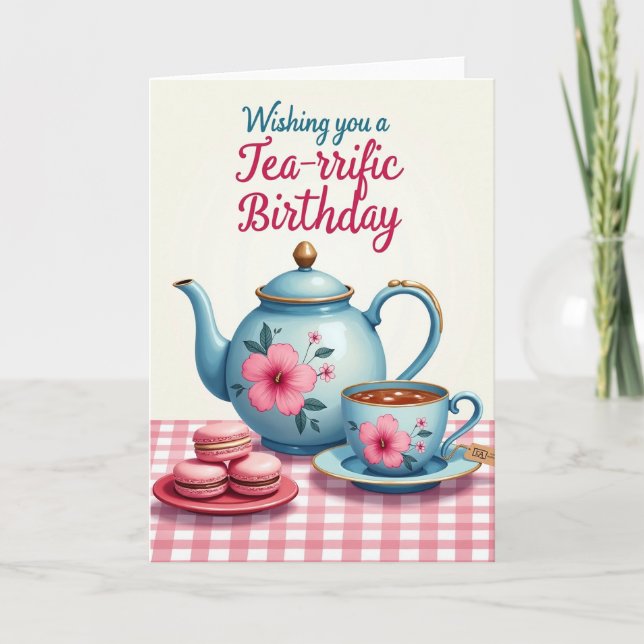 Glad födelsedag Whimsical te-kort Kort (Framsida)