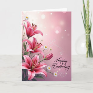 Glad födelsedagsblomsterkonstkort kort