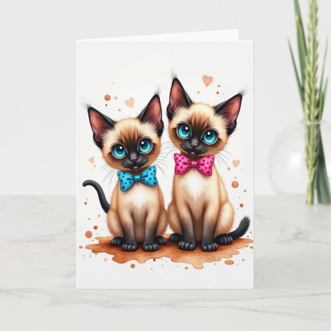 Glad Födelsedagskort för Kattduo Kort (Framsida)