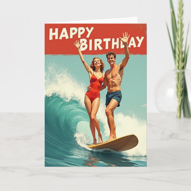 Glad födelsedagskort för surfning kort (Framsida)
