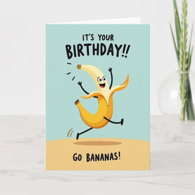 Glad födelsedagskort med banan kort (Framsida)