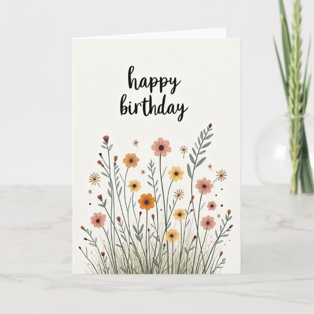 Glad Födelsedagskort med Vildblommor Kort (Framsida)