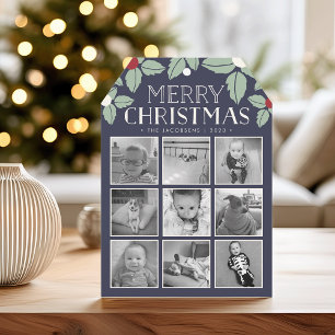 Glad för helgdagfoto för Mistletoe Collage Julkort
