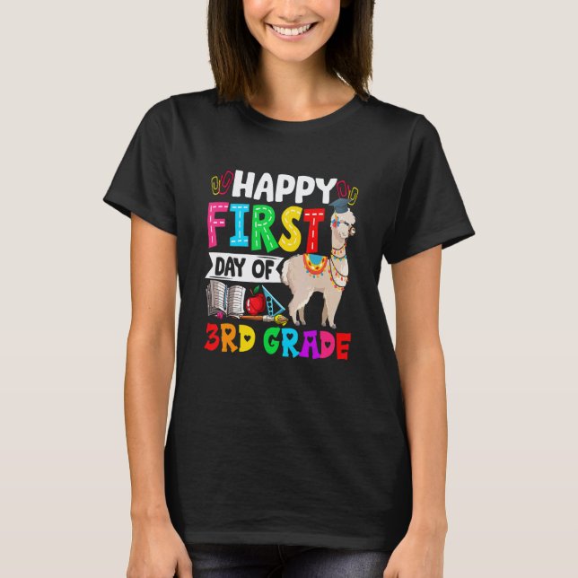 Glad Första Dag I 3:e Klass Llama Skola Äpple Gr T Shirt (Framsida)