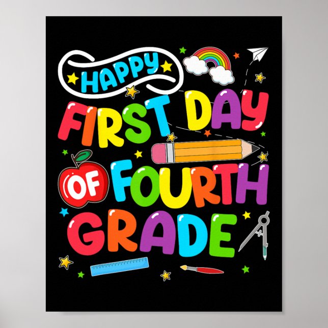 Glad första dag i 4:e klass tillbaka till skolan l poster (Framsidan)