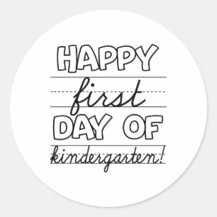Glad första dag i förskoleklass barn tillbaka till runt klistermärke