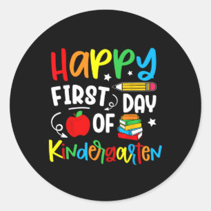 Glad första dag i förskoleklass tillbaka till skol runt klistermärke