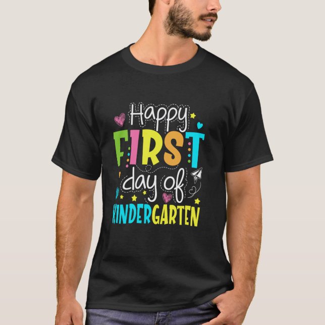 Glad första dag på förskolan barn lärare stud t shirt (Framsida)