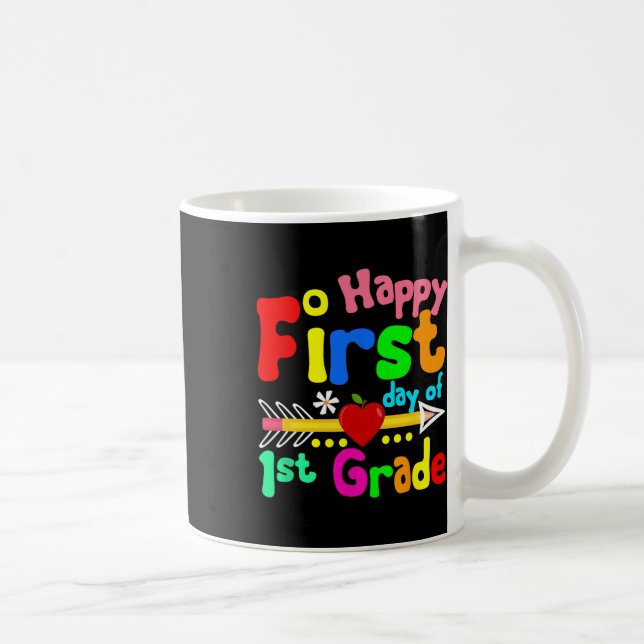 Glad första dagen i 1:a klass lärare elev tillbaka kaffemugg (Höger)