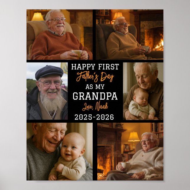 Glad första farfars dag Foto Collage Poster (Framsidan)