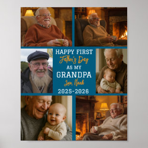 Glad första farfarsdag Foto Collage Poster