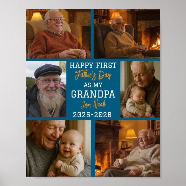 Glad första farfarsdag Foto Collage Poster (Framsidan)