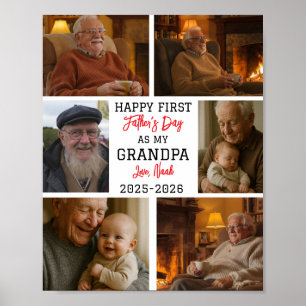 Glad första farfarsdagen Foto Collage Poster