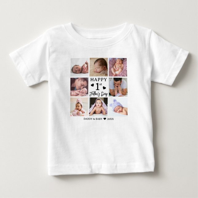 Glad första fars dag 8 Foto Collage T Shirt (Framsida)