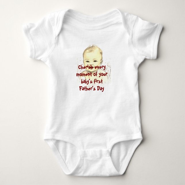 Glad första fars dag Baby One Piece T Shirt (Framsida)