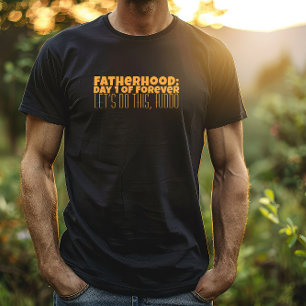 Glad första fars dag orange bokstav humor t shirt