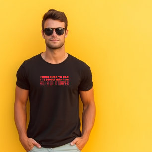 Glad första fars dag röda bokstäver humor t shirt
