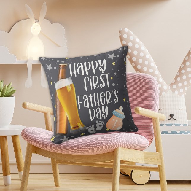 Glad första fars dag Söt lekfull kastkudde Kudde (Skapare uppladdad)