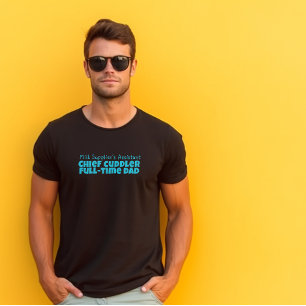 Glad första fars dag svart blå bokstav humor t shirt