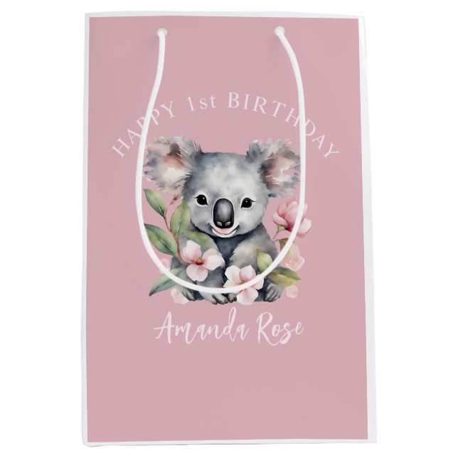 Glad första födelsedag Vattenfärg Koala (Framsidan)