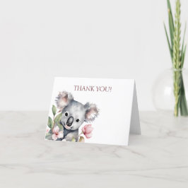 Glad första födelsedag Vattenfärg Koala Tack Kort
