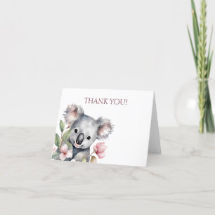 Glad första födelsedag Vattenfärg Koala Tack Kort
