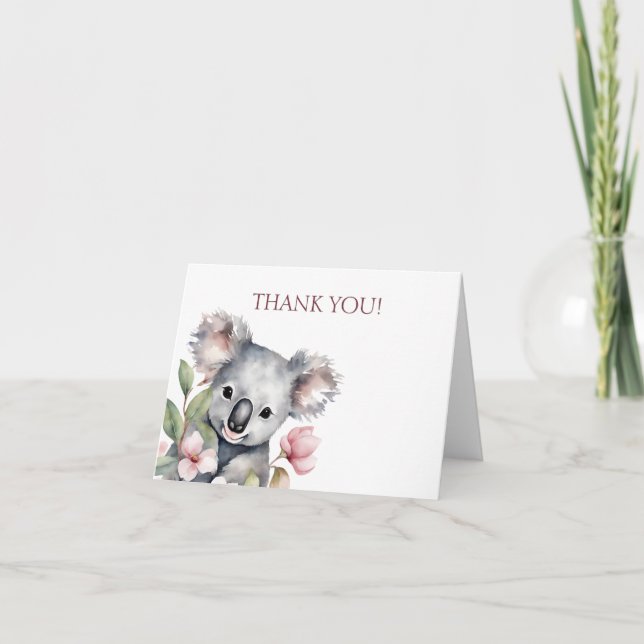 Glad första födelsedag Vattenfärg Koala Tack Kort (Framsida)