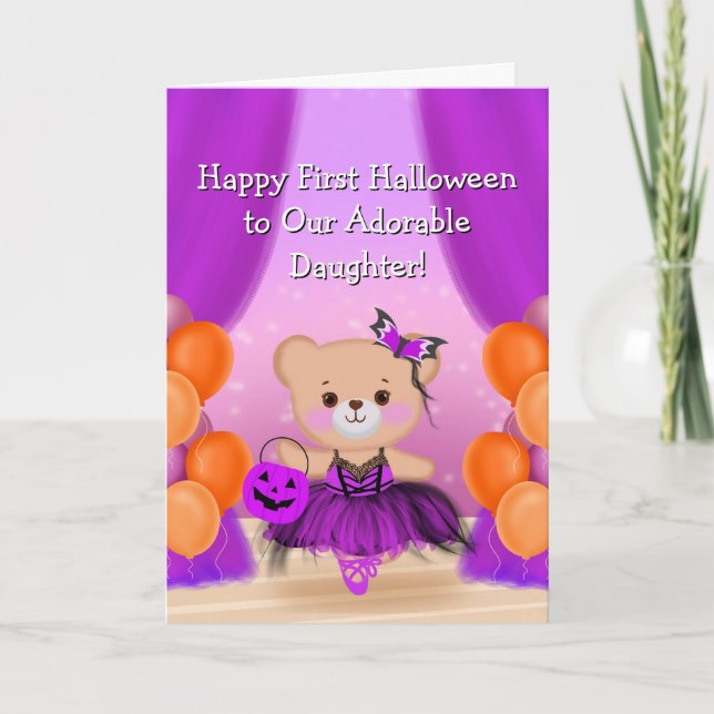 Glad första Halloween ballerina dotter Kort (Framsida)