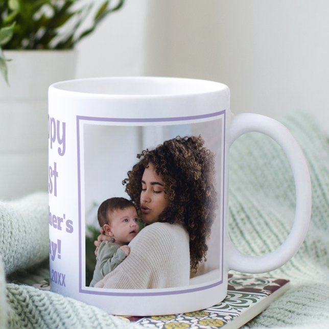 Glad första mors dag 2 Foto Lavendel Ny mamma    Kaffemugg (Skapare uppladdad)