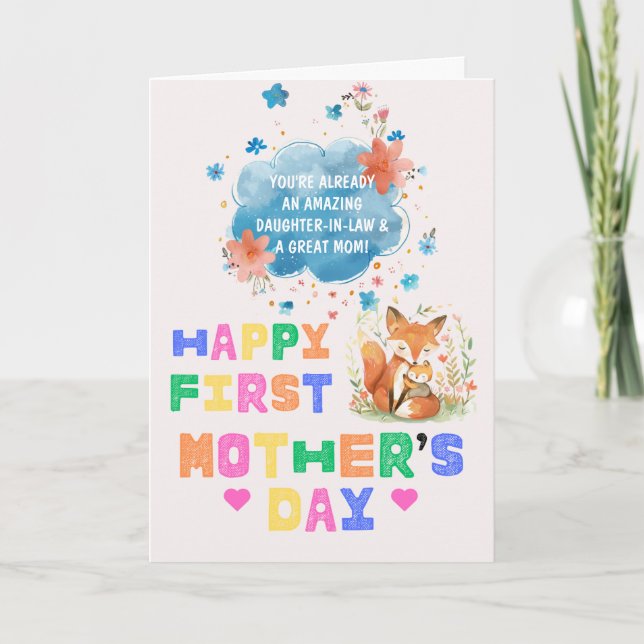 Glad första mors dag för svärdotter Boho  Helgkort (Framsida)