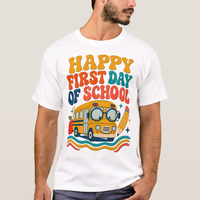 Glad första skoldag Buss T-Shirt (Framsida)