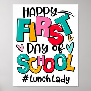 Glad första skoldag Lunchdamen Rolig Ck Till S Poster