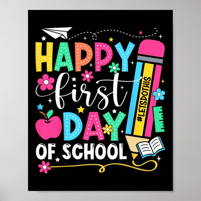 Glad första skoldag Penna Lärare Barn Ck T Poster (Framsidan)