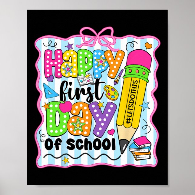 Glad första skoldag Penna Lärare Barn Ck T Poster (Framsidan)