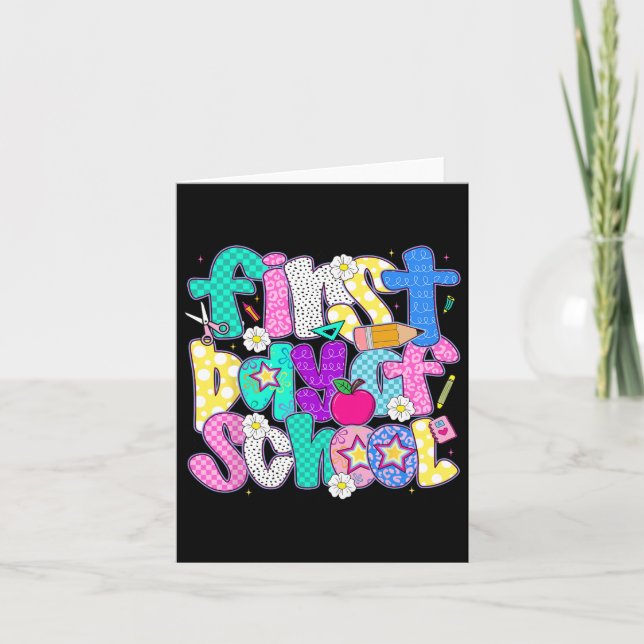 Glad första skoldag Preppy lärare barn tillbaka Kort (Framsida)