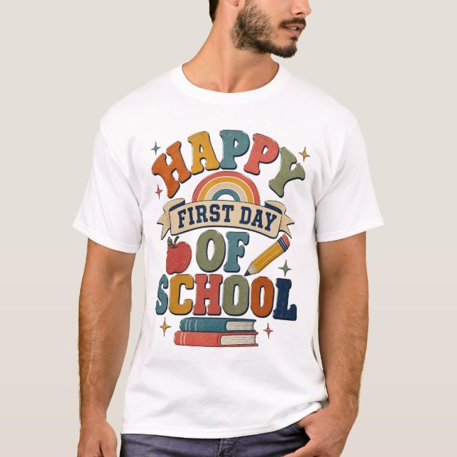 Glad första skoldag Retro T-Shirt (Framsida)