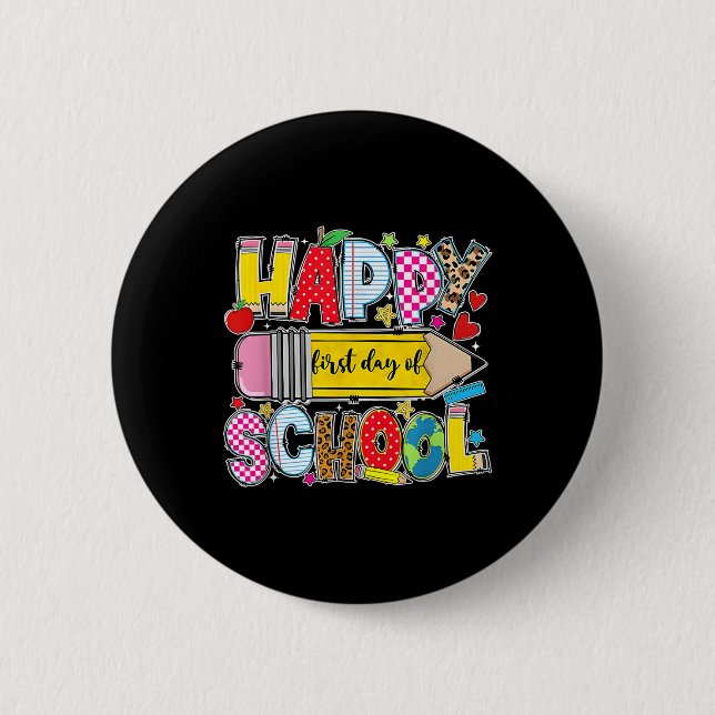 Glad första skoldag, rolig lärare elev P Knapp (Framsida)