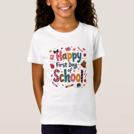 Glad första skoldag T-shirt för flickor