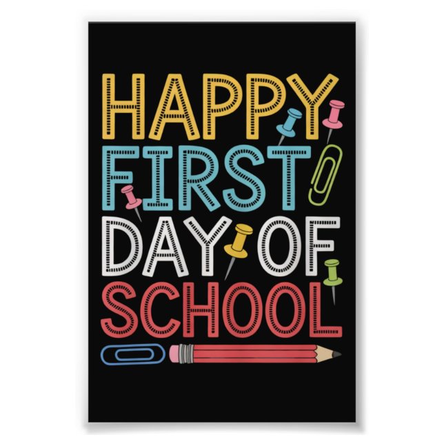 Glad första skoldag Tillbaka till skolan  Fototryck (Framsidan)