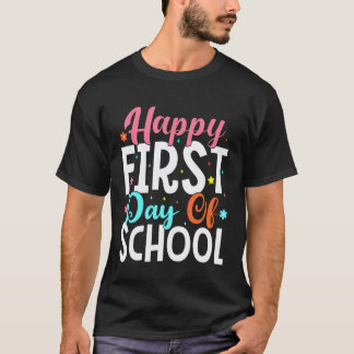 Glad första skoldagen barn söta lärarens bakre t shirt