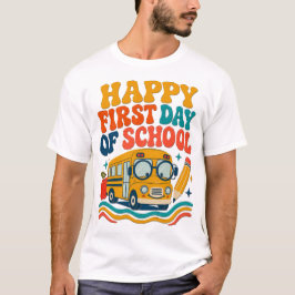 Glad Första Skoldagen Buss T-Shirt