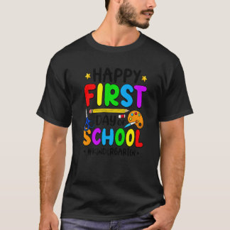 Glad första skoldagen förskoleklass besättning lär t shirt