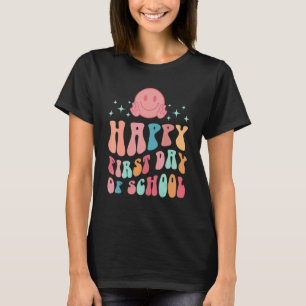 Glad första skoldagen Groovy Smile Face Bak T Shirt