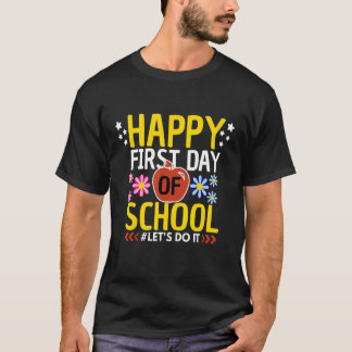 Glad första skoldagen lärare elev tillbaka till t shirt