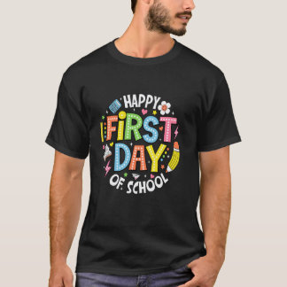 Glad första skoldagen lärare pojkar barn tillbaka  t shirt