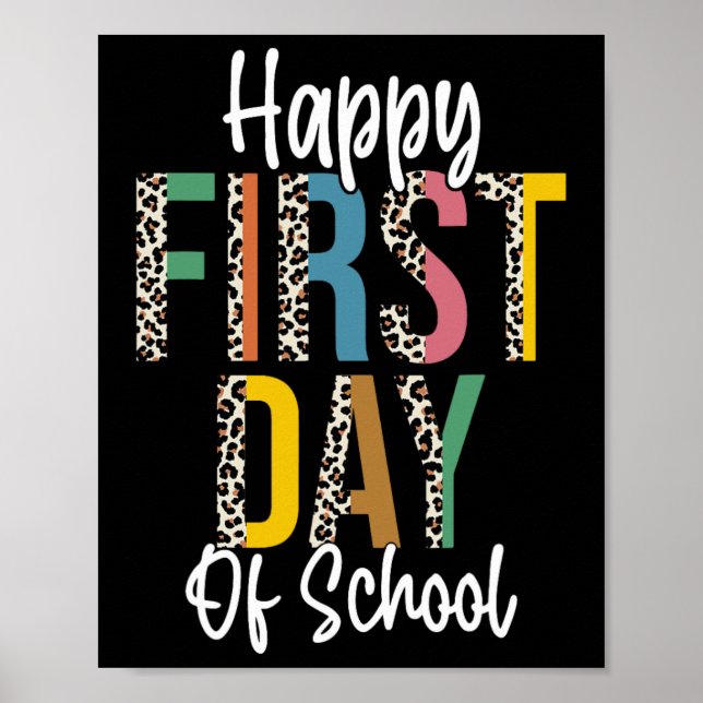 Glad första skoldagen Leopard Tillbaka till skolan Poster (Framsidan)