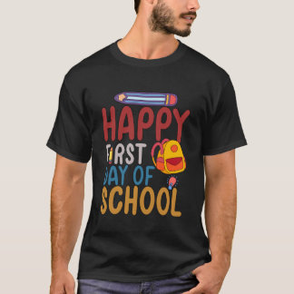 Glad första skoldagen Pennlärare Barn bak T Shirt