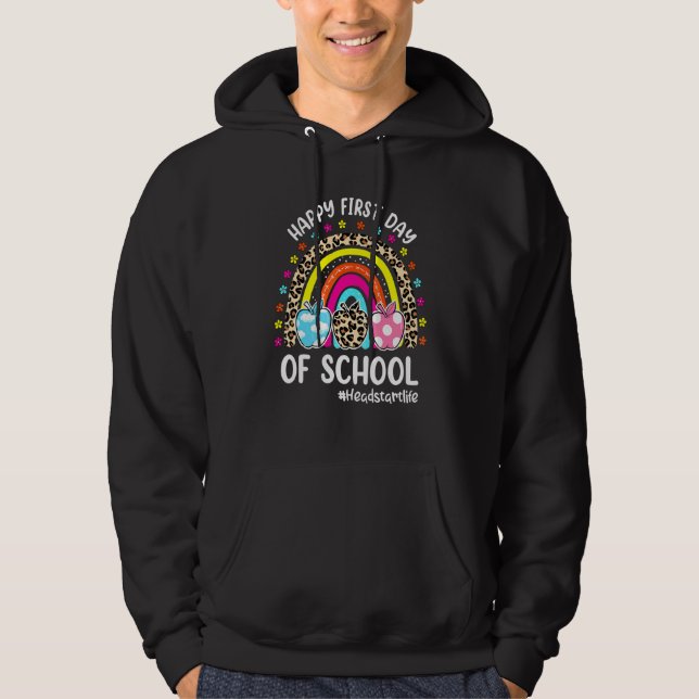 Glad första skoldagen regnbåge äpple Headstart  Hoodie (Framsida)