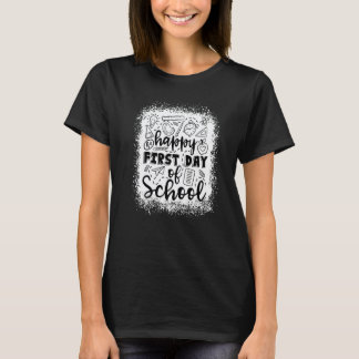 Glad första skoldagen typografi lärare tillbaka t shirt